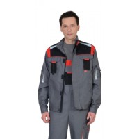 Куртка "СТАН" : ср-серая с черной и красной отделкой