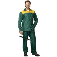 Костюм "СТАНДАРТ": куртка, брюки зелёный с жёлтым