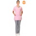 Костюм "КЭТРИН" женский: блуза, брюки, розовый с серым