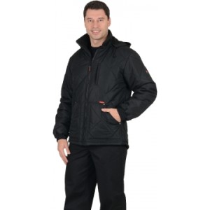 Куртка "ПРАГА-Люкс" мужская, с капюшоном, черная