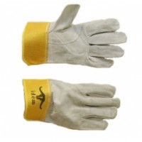 Перчатки спилковые (цельнокроенные, манжет-крага 7см, говяжий спилок 0,9-1,1мм, цвет серый)